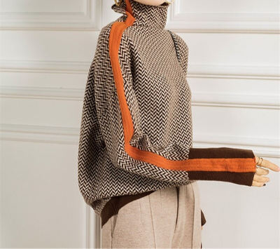 Sophie | Herringbone Turtleneck Sweater