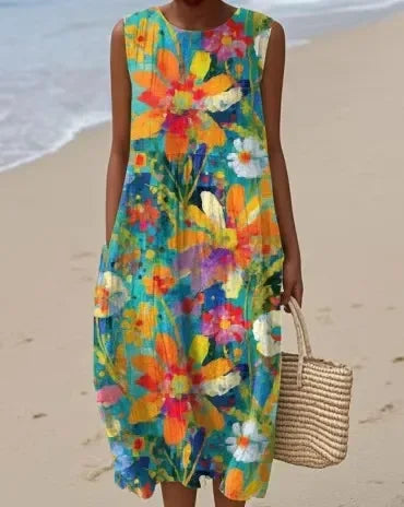 Evelyn | Lightweight Tie-Back Midi Dress