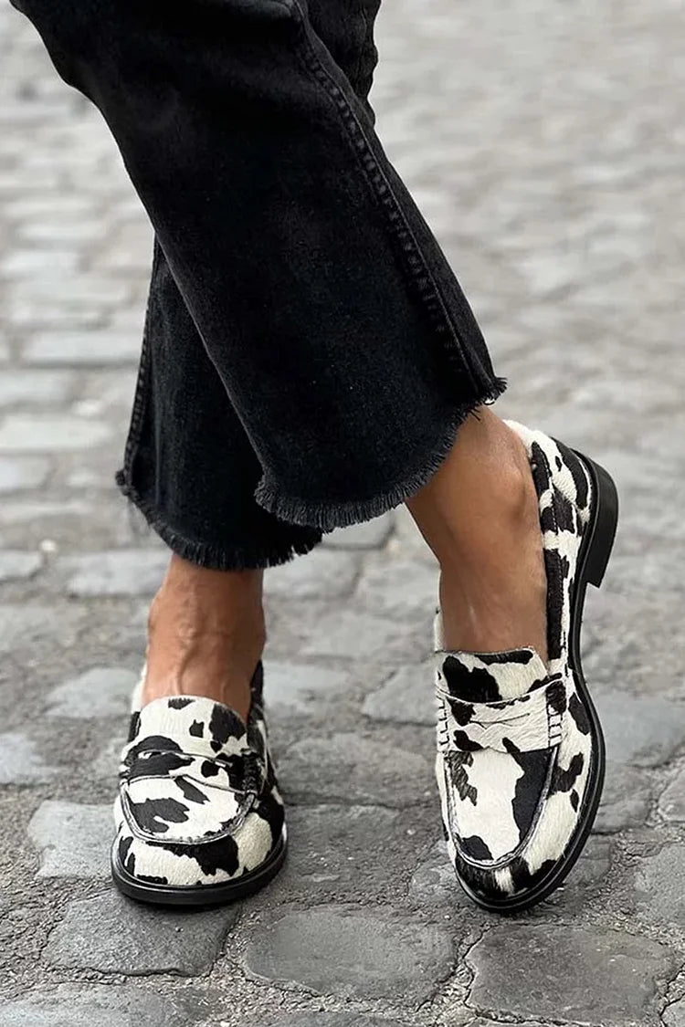 Megan | Orthopedic Cow-Print Loafers