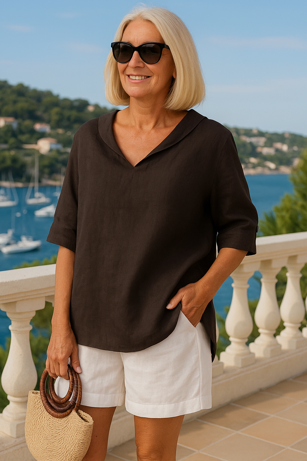 Emma | Pleated Square-Neck Blouse