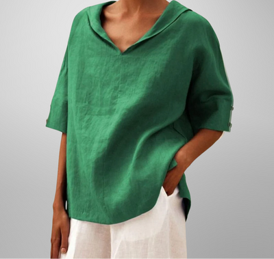 Emma | Pleated Square-Neck Blouse