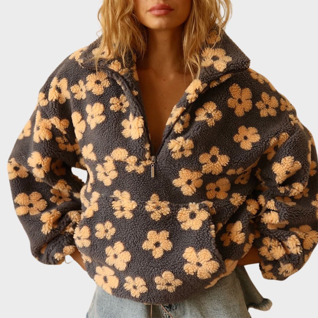 Erin | Cozy Floral Half-Zip