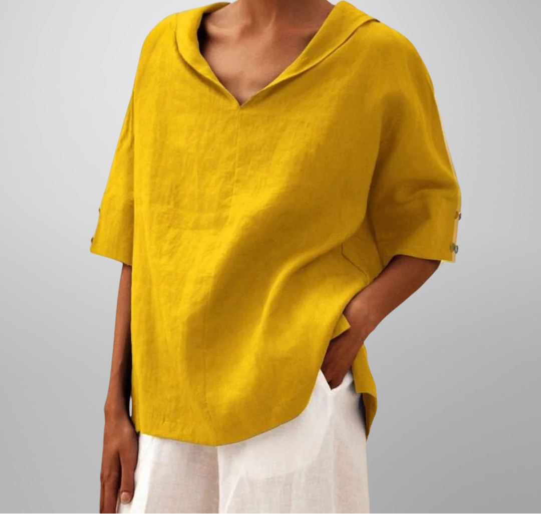 Emma | Pleated Square-Neck Blouse