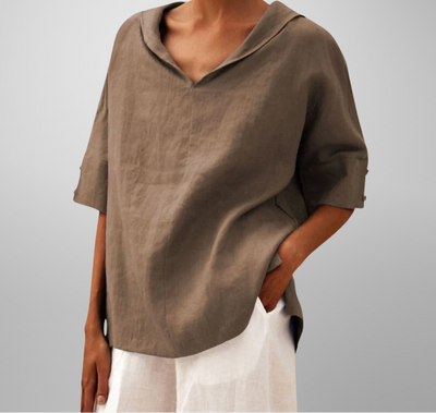Emma | Pleated Square-Neck Blouse