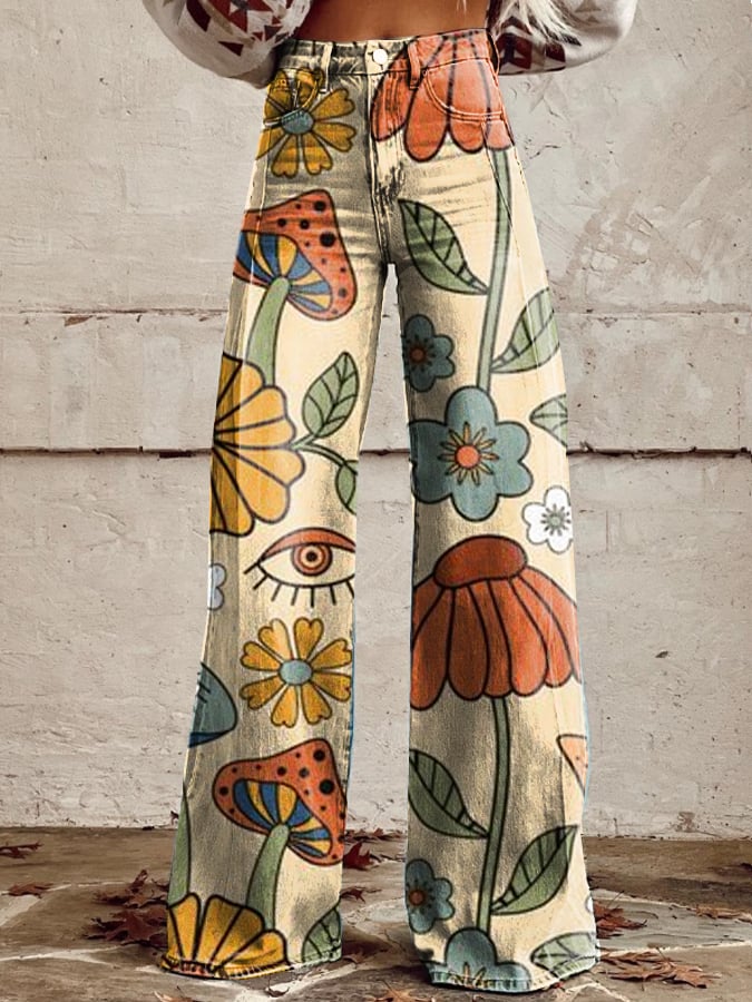 Emily | Floral Wide-Leg Jeans