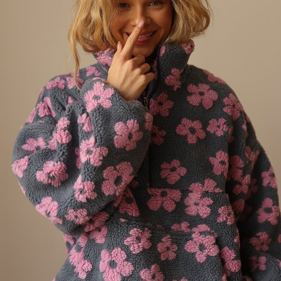 Erin | Cozy Floral Half-Zip