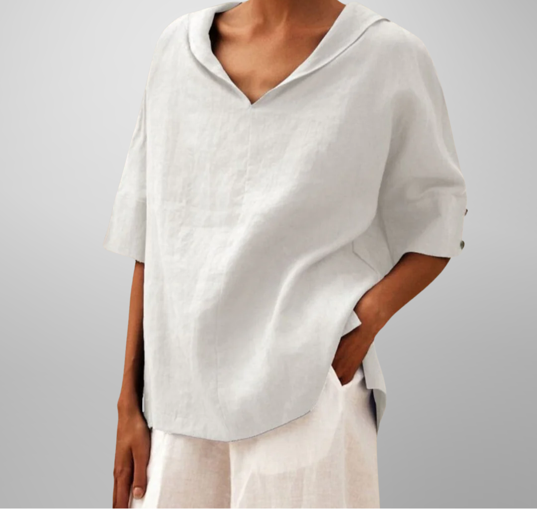 Emma | Pleated Square-Neck Blouse