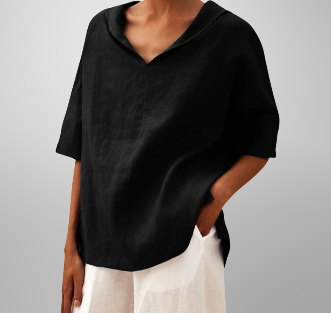 Emma | Pleated Square-Neck Blouse