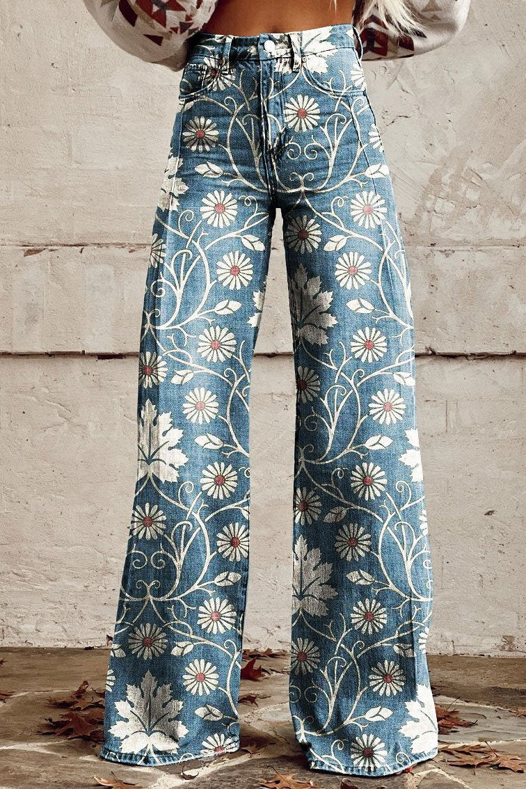 Claire | Embroidered Denim Trousers