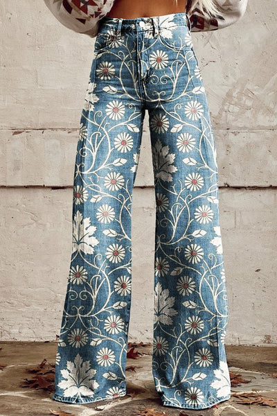 Claire | Embroidered Denim Trousers