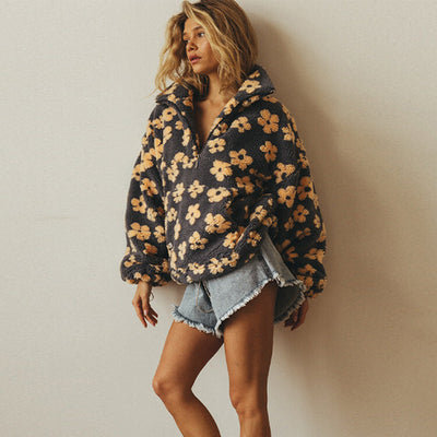 Erin | Cozy Floral Half-Zip