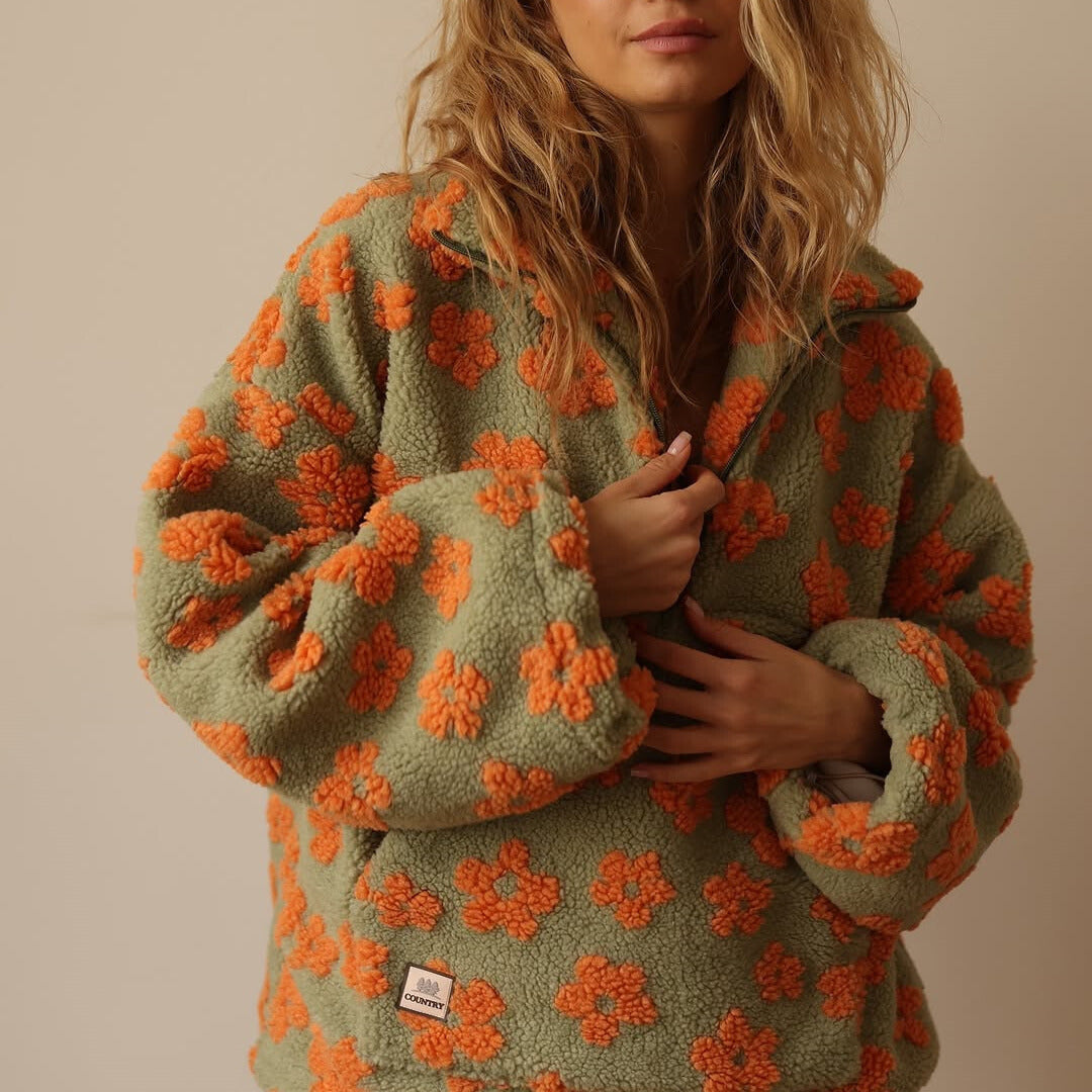 Erin | Cozy Floral Half-Zip