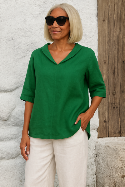 Emma | Pleated Square-Neck Blouse