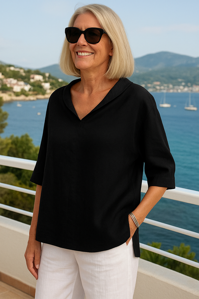 Emma | Pleated Square-Neck Blouse