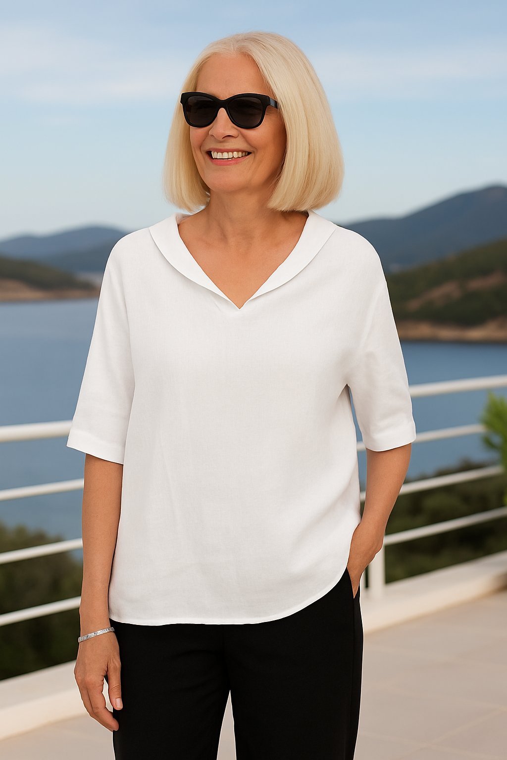 Emma | Pleated Square-Neck Blouse