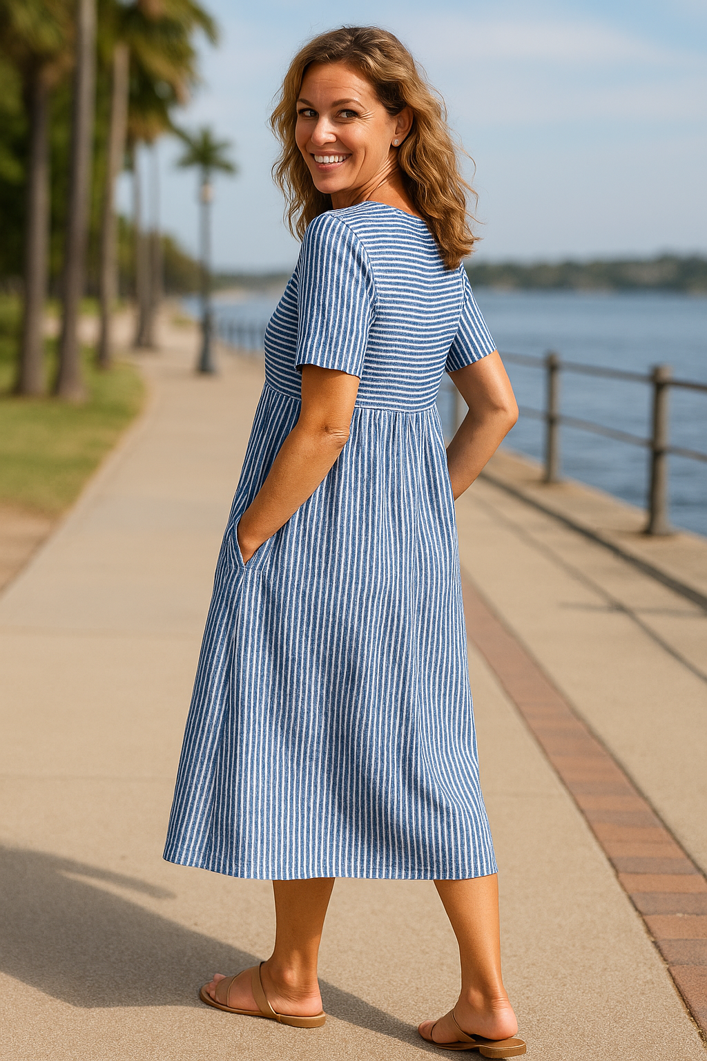 Rachel | Striped Midi Dress