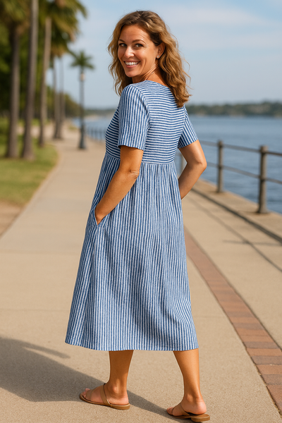 Rachel | Striped Midi Dress