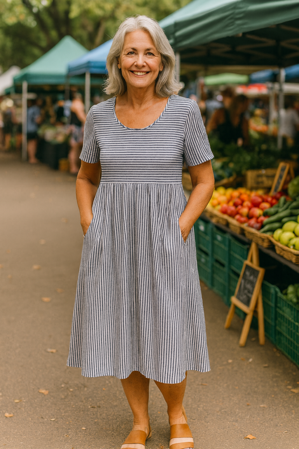 Rachel | Striped Midi Dress