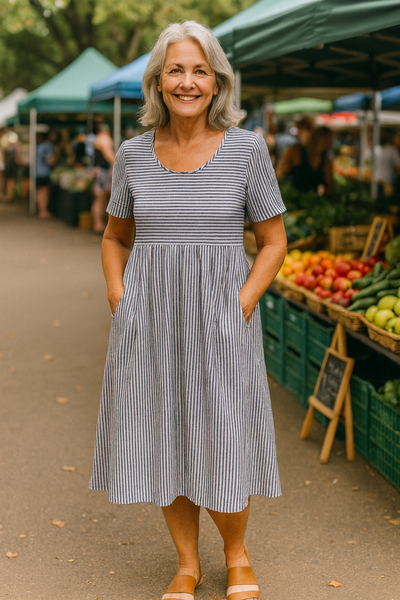 Rachel | Striped Midi Dress