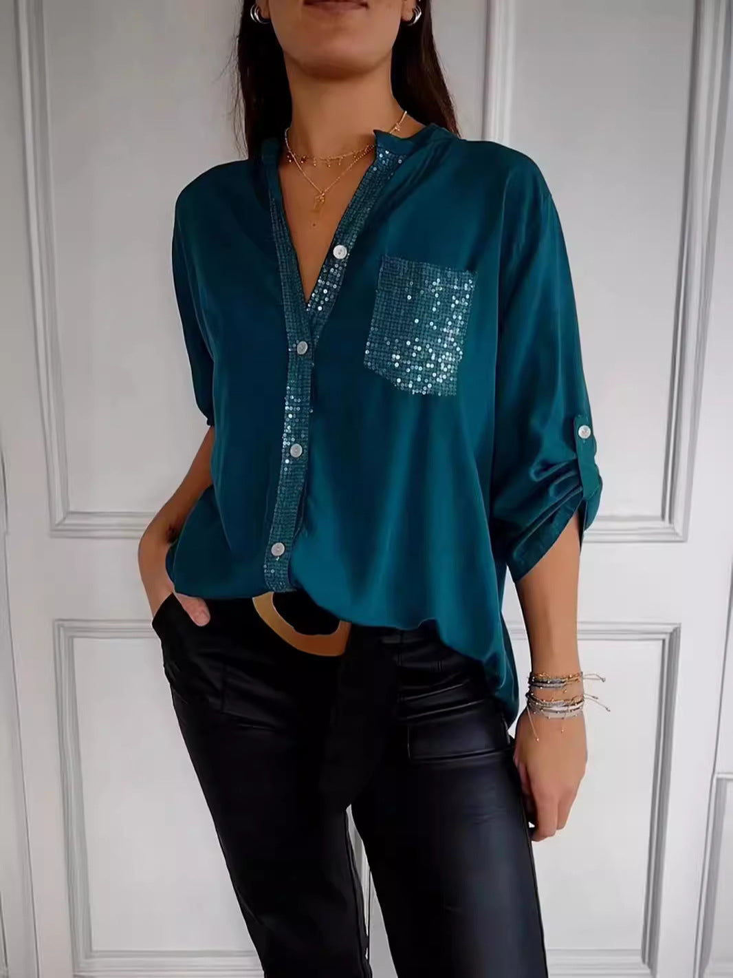 Megan | Stylish Sequin Blouse