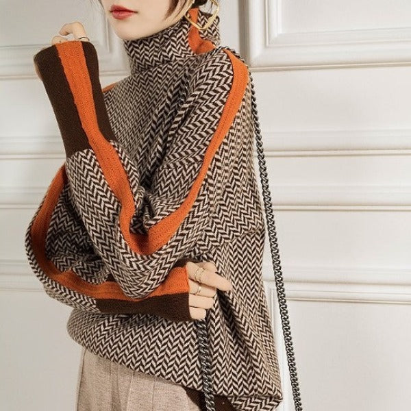 Sophie | Chic Herringbone Turtleneck