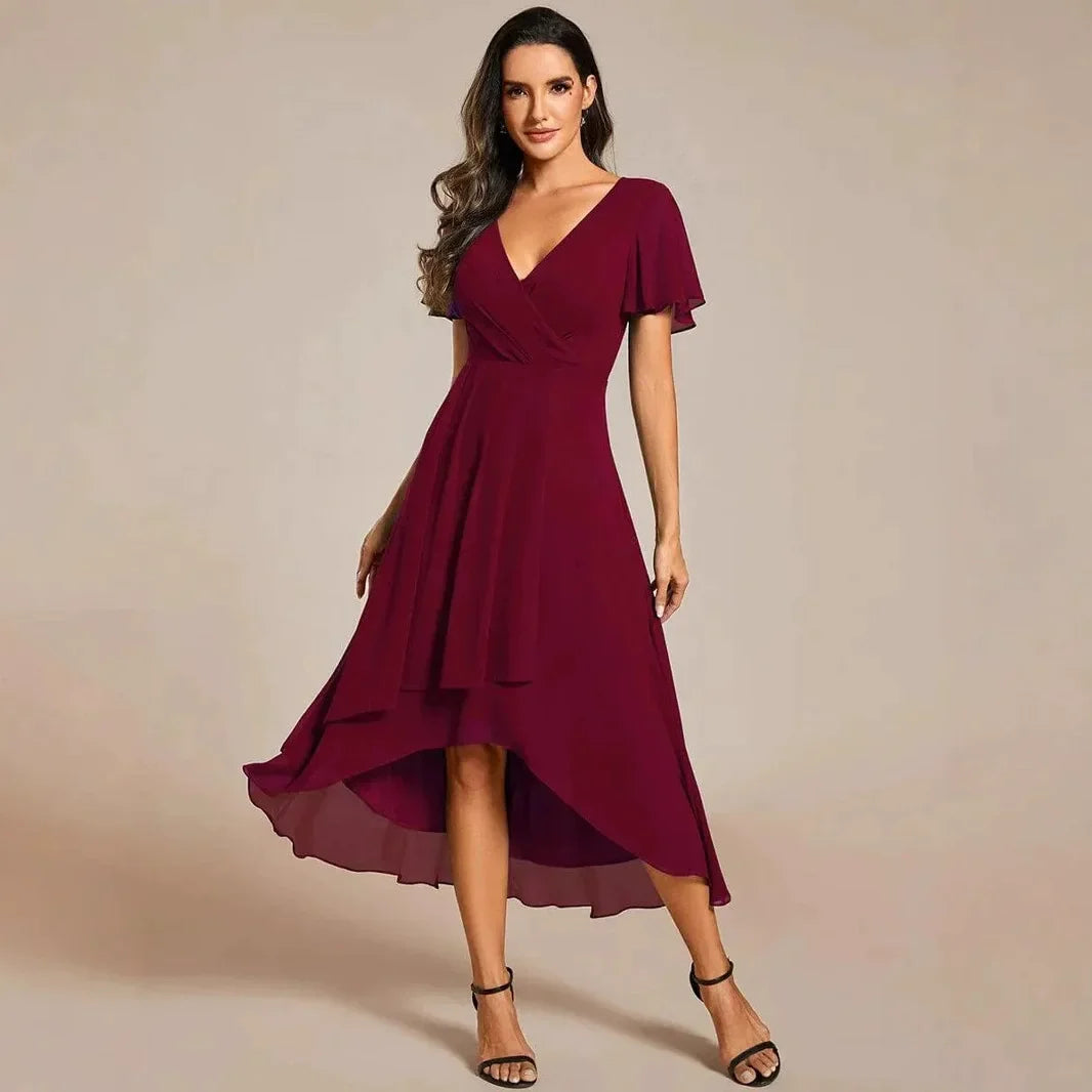 Claudine | Flowing Evening Dress with V-Neckline