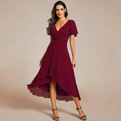 Claudine | Flowing Evening Dress with V-Neckline