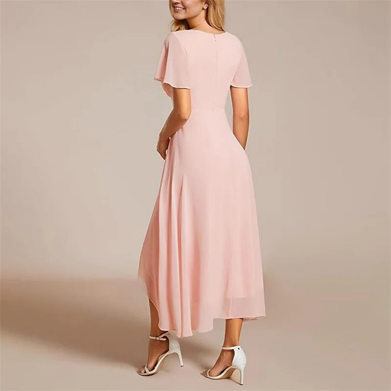 Claudine | Flowing Evening Dress with V-Neckline