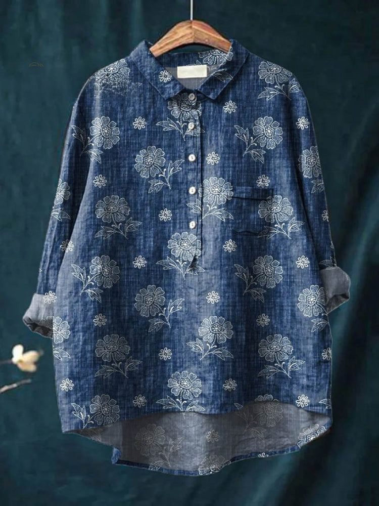 Emma | Indigo Floral Shirt