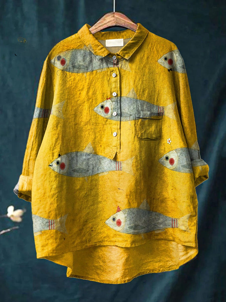Angela | Quirky Fish Print Shirt