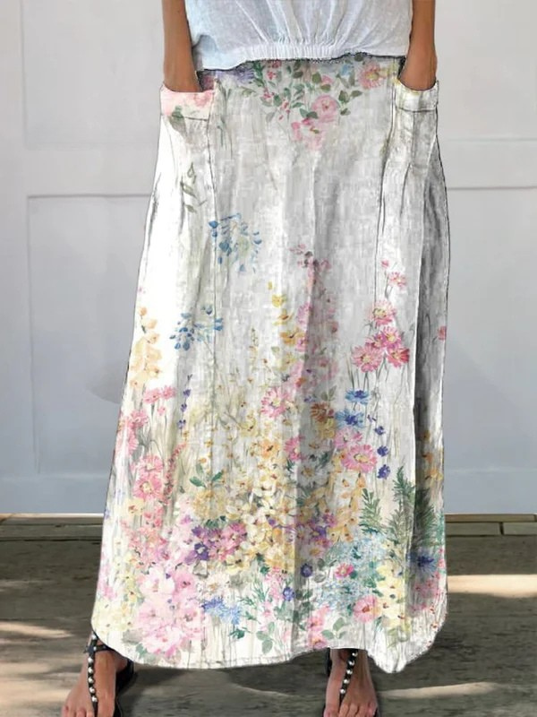 Erin | Floral Linen Skirt