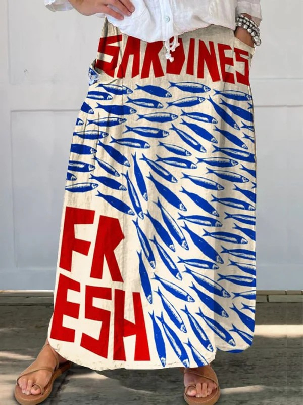 Tessa | Vintage Sardine Print Skirt