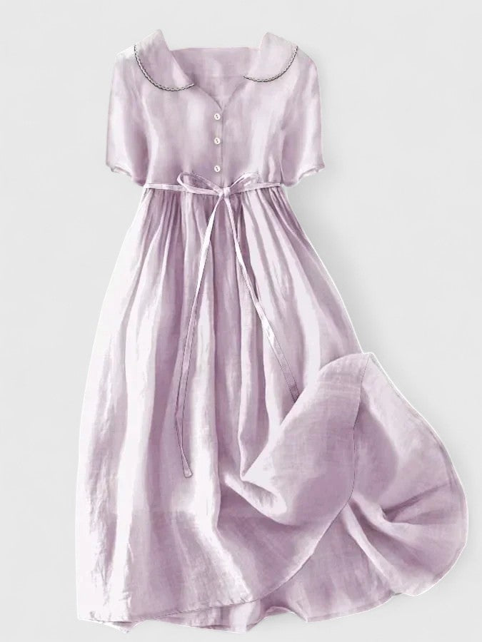 Amelia | Cotton-Linen Lace Midi Dress