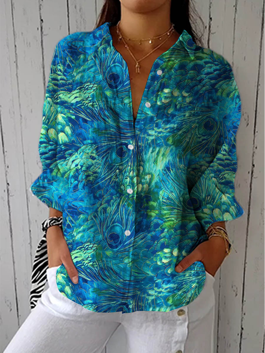 Caroline | Peacock Print Shirt