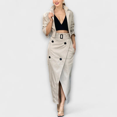 Lyra - Elegant Midi Skirt Jacket with Pockets