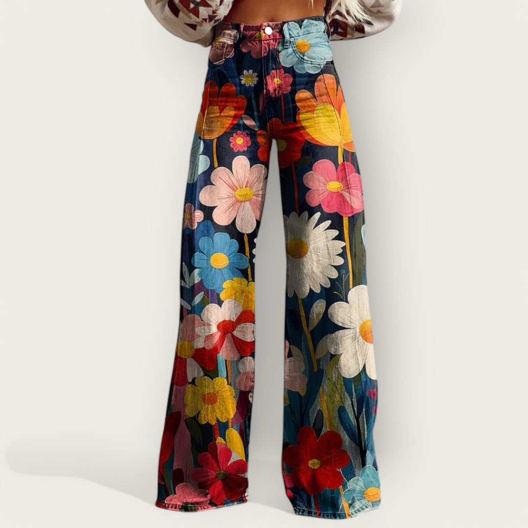 Emma | Floral Wide-Leg Jeans