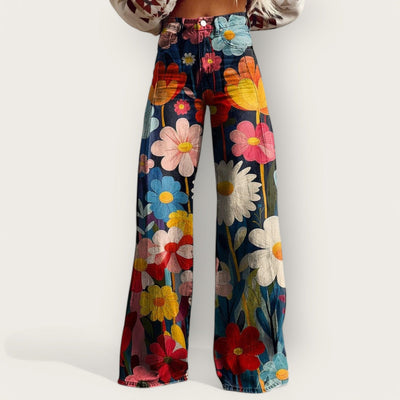 Emma | Floral Wide-Leg Jeans