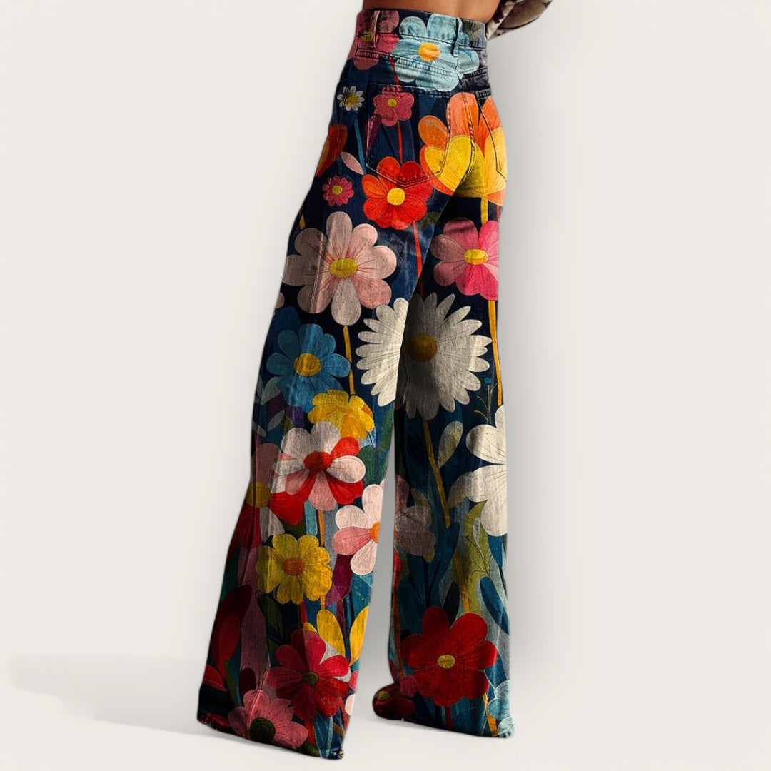 Emma | Floral Wide-Leg Jeans