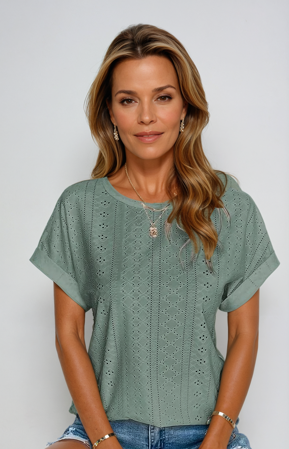 Mia | Stylish Eyelet Top
