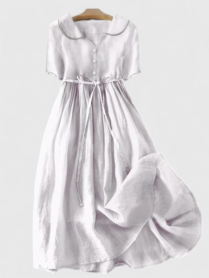 Amelia | Cotton-Linen Lace Midi Dress