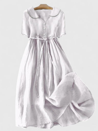 Amelia | Cotton-Linen Lace Midi Dress