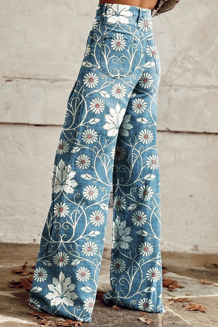 Claire | Embroidered Denim Trousers