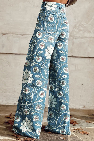 Claire | Embroidered Denim Trousers