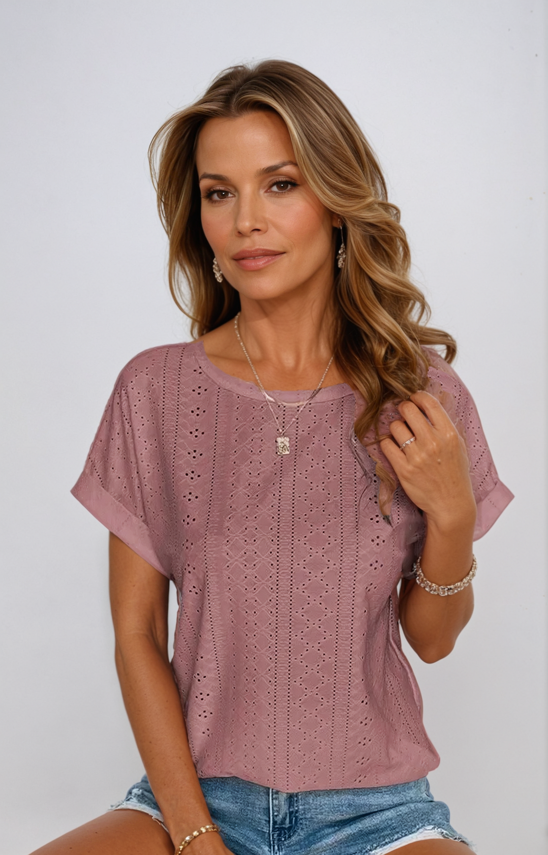 Mia | Stylish Eyelet Top