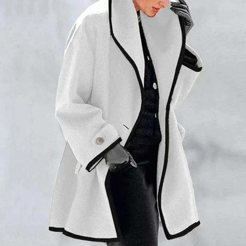 Casey | Contrast Trim Wool Coat